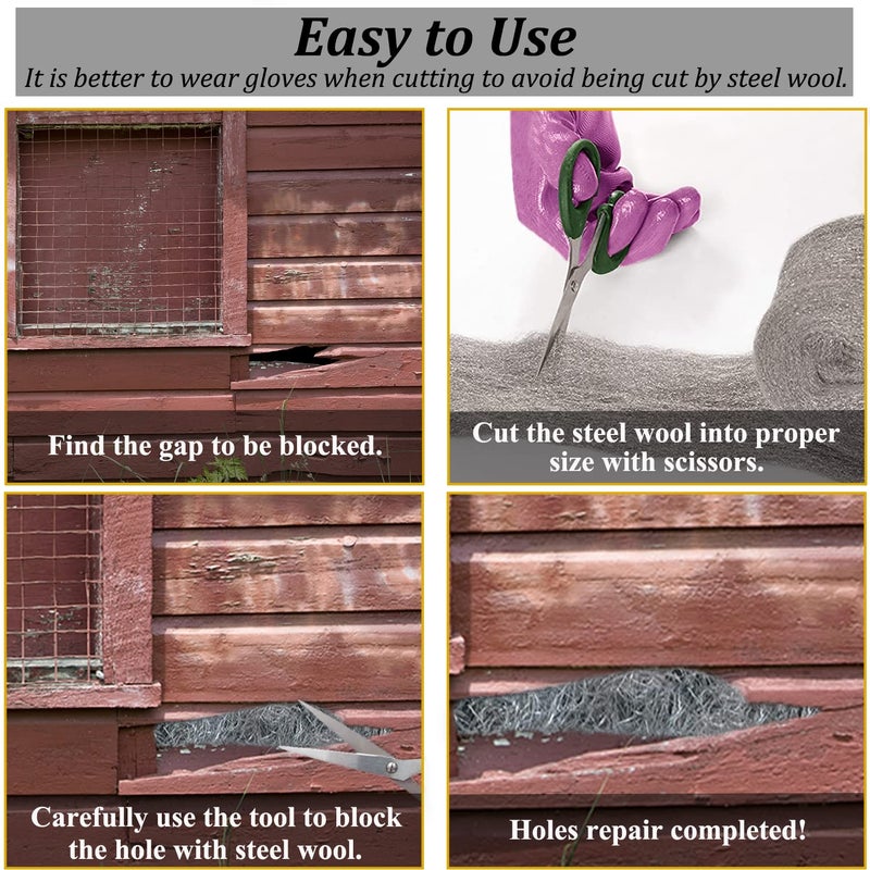 SmaringWing 5PACK Steel Wool Fill Fabric DIY Kit for Mice Control, 13 Feet Coarse Wire Hardware Cloth, Mouse Gap Blocker Hole Filler for Block Holes, Wall Cracks, Pipeline, Siding, Vents in Garden House Garage - Image 4
